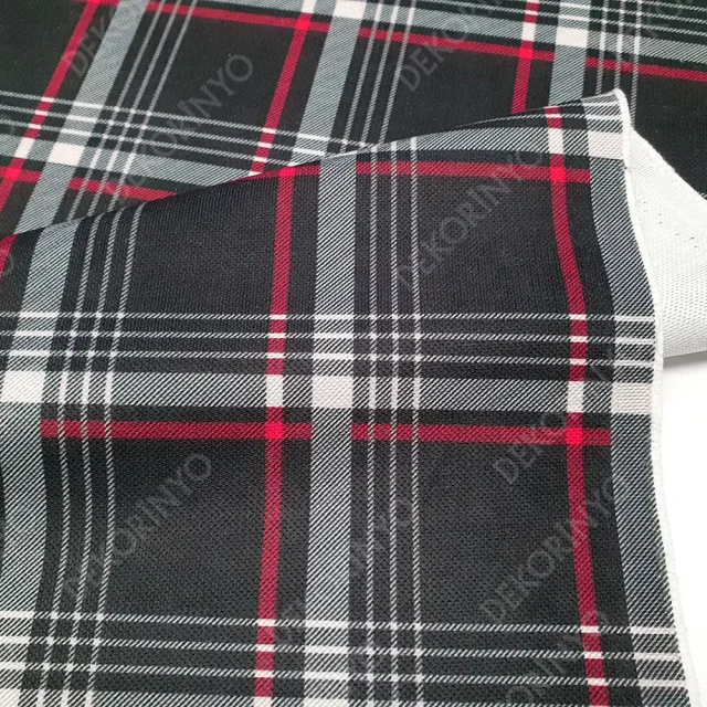 Antrasit Ekose Desenli Döşemelik Kumaş