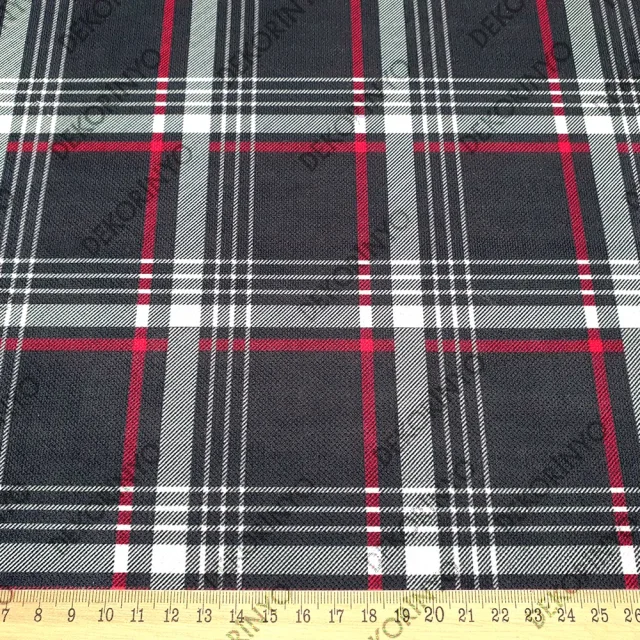 Antrasit Ekose Desenli Döşemelik Kumaş