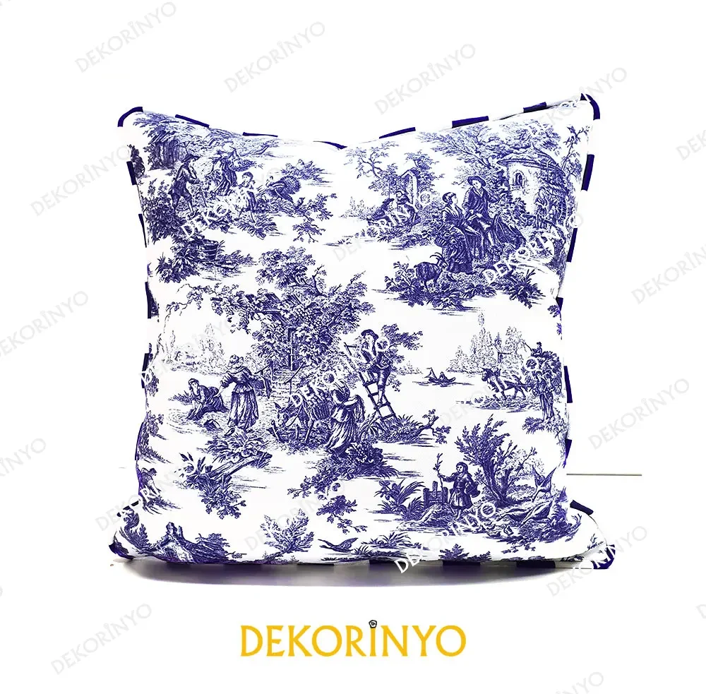 Retro Farm Blanc Biyeli Yastık