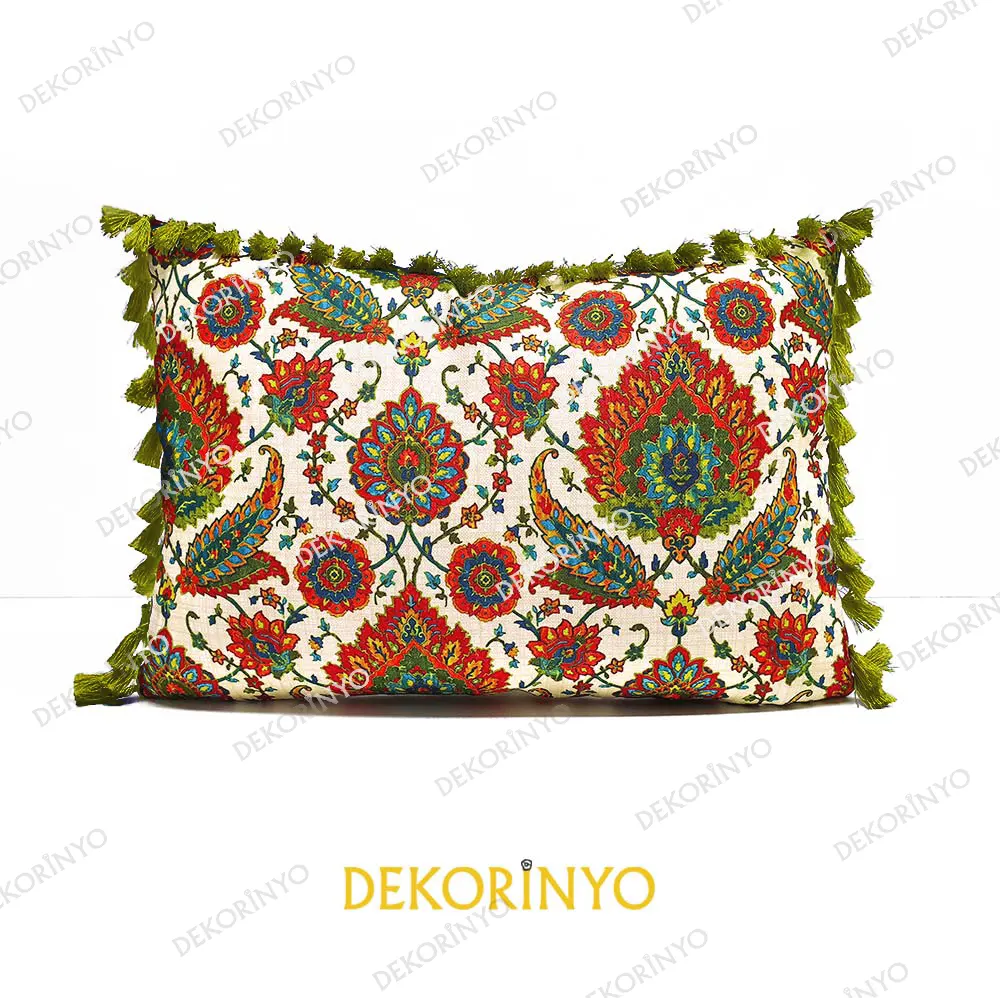 Çiçekli Etnik Desenli Kırlent - Görsel 3