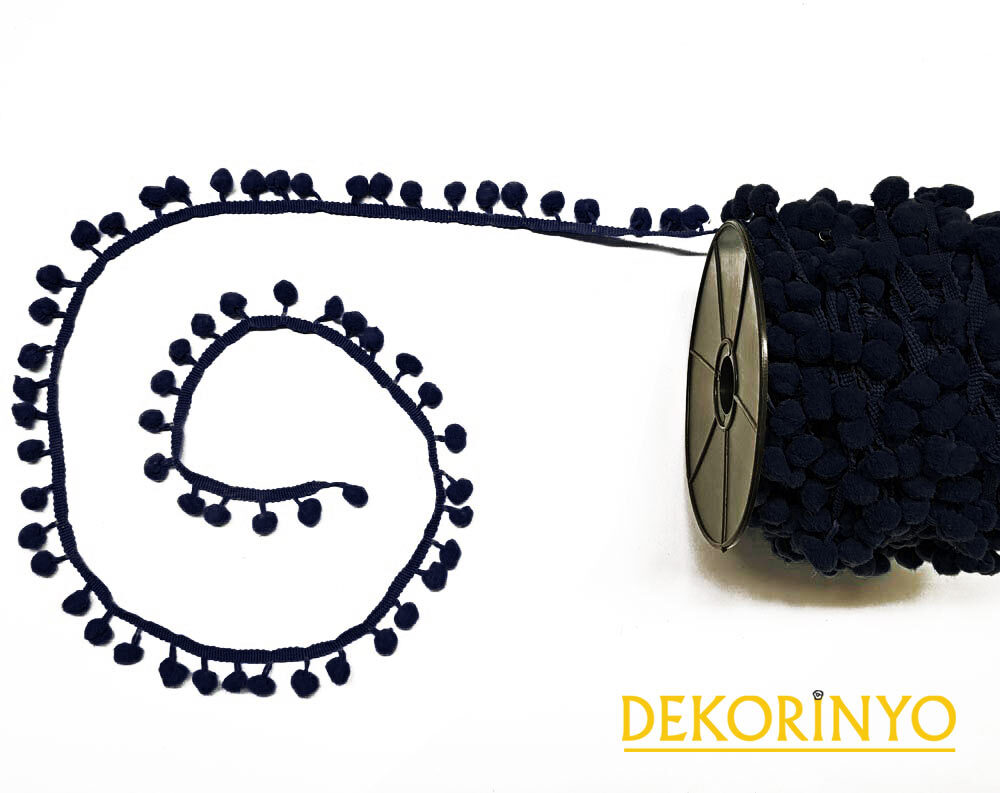 Koyu Lacivert Ponpon Şerit