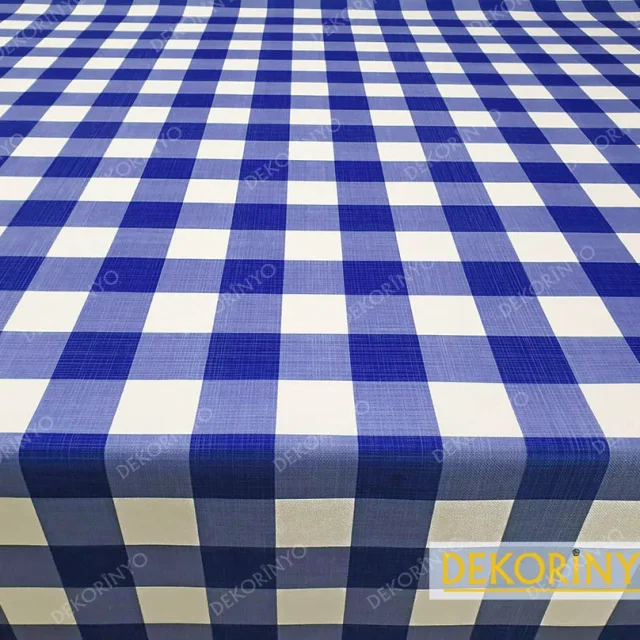 Mavi Pötikare Desenli Döşemelik Kumaş