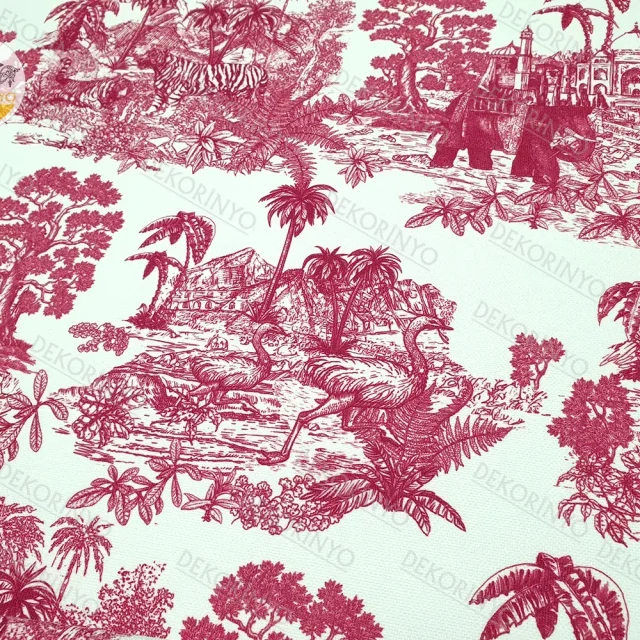 Bordo Bleu Blanc Desenli Döşemelik Kumaş