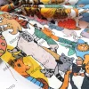 Kostümlü Kediler Desenli Döşemelik Kumaş