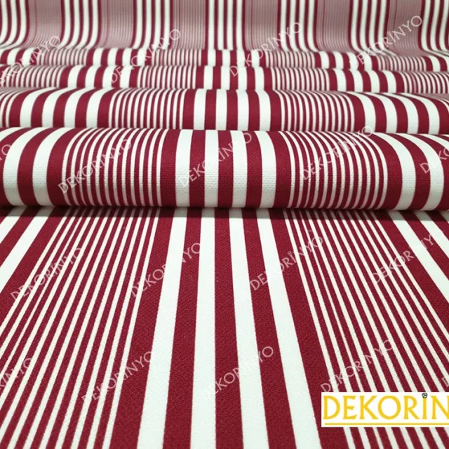 Bordo Çizgili Döşemelik Kumaş