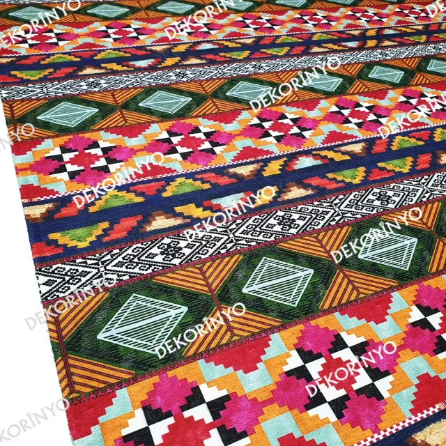 Etnik Aztek Desenli Döşemelik Kumaş