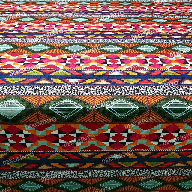 Etnik Aztek Desenli Döşemelik Kumaş