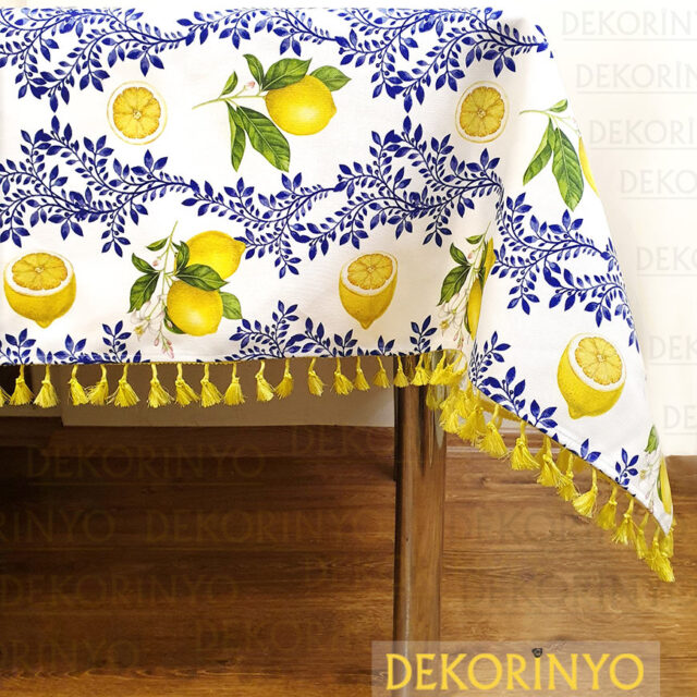 Limon Çiçeği Desenli Masa Örtüsü