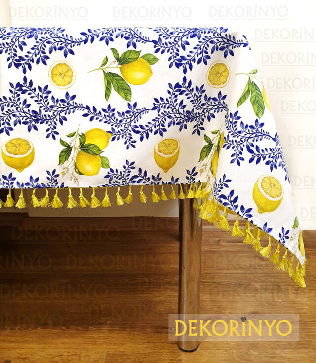 Limon Çiçeği Desenli Masa Örtüsü