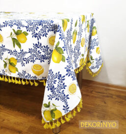 Limon Çiçeği Desenli Masa Örtüsü