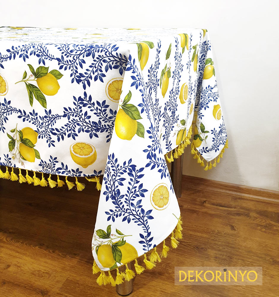 Limon Çiçeği Desenli Masa Örtüsü