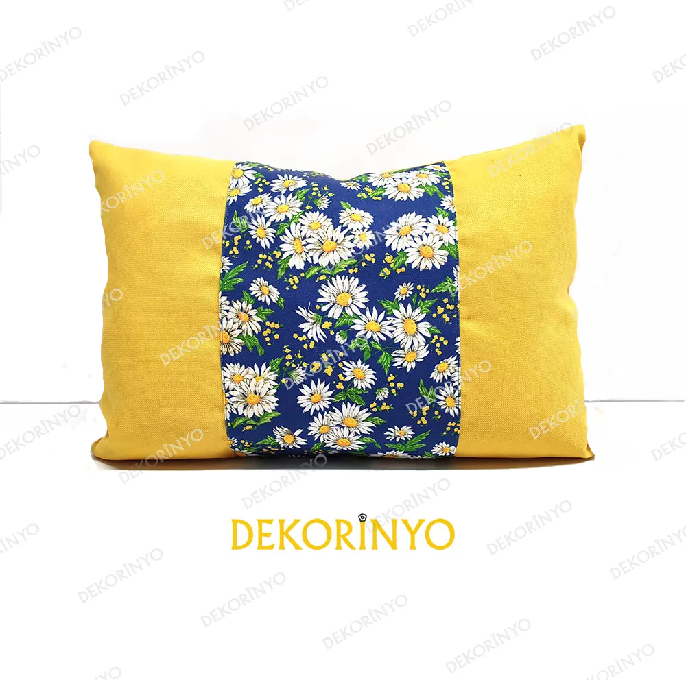 Papatya Desenli Dekoratif Kırlent