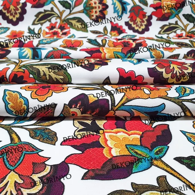 Goblen Çiçek Desenli Döşemelik Kumaş