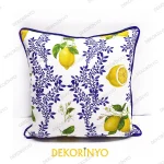 Limon Çiçeği Desenli Biyeli Yastık