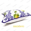 Limon Çiçeği Desenli Biyeli Yastık