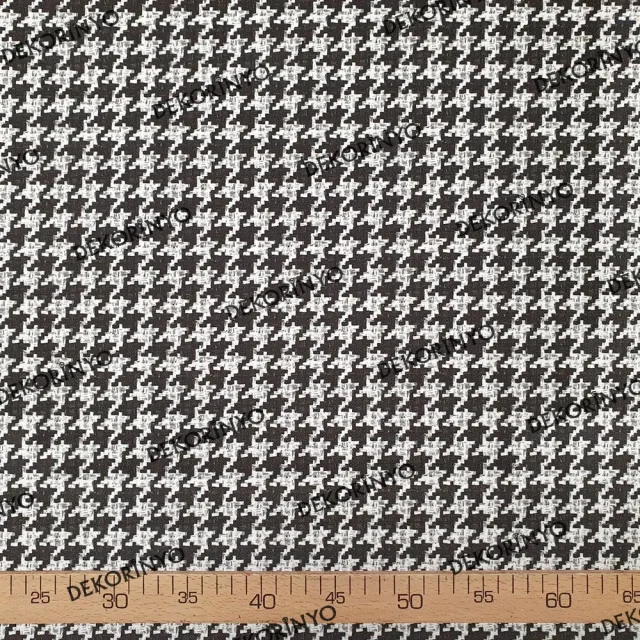 Kahverengi Krem Kaz Ayağı Desenli Kumaş