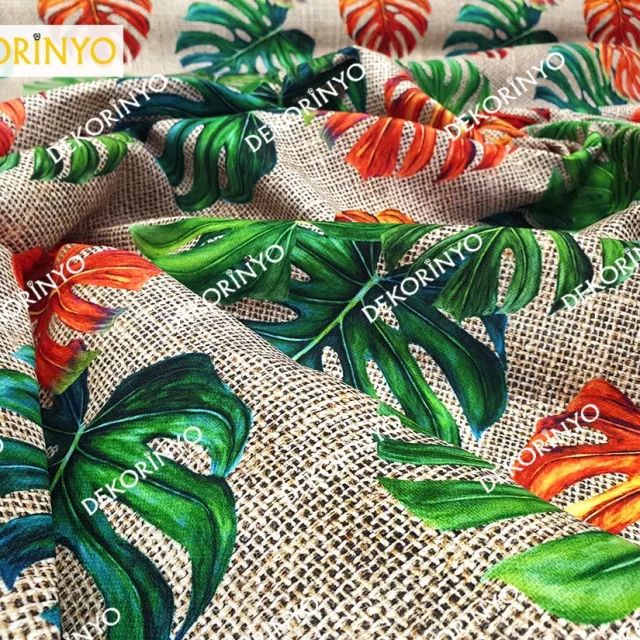 Çuval Zeminli Turuncu Devetabanı Döşemelik Kumaş