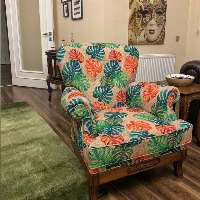 Çuval Görünümlü Turuncu Devetabanı Döşemelik Kumaş