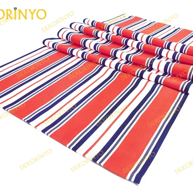 Canlı Mercan Rengi Çizgili Runner