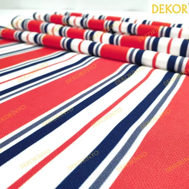 Canlı Mercan Rengi Çizgili Runner