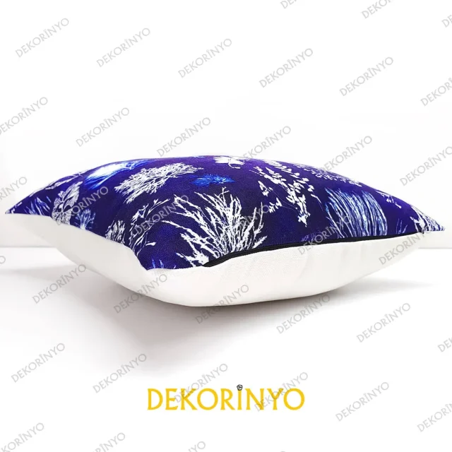indigo batik mercan desenli kırlent