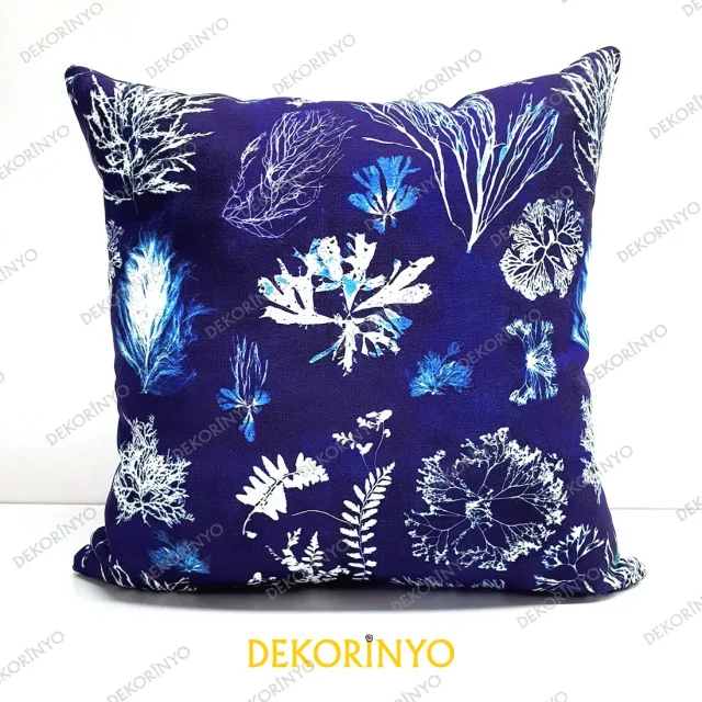 indigo batik mercan desenli kırlent