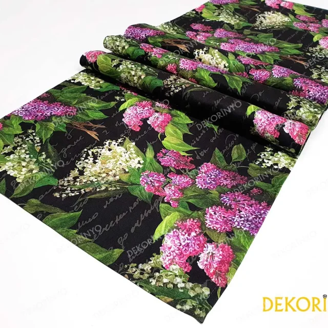 Leylak Desenli Dekoratif Runner