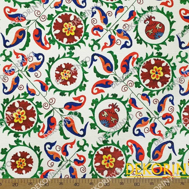 Özbek Çiçek Desenli Döşemelik Kumaş