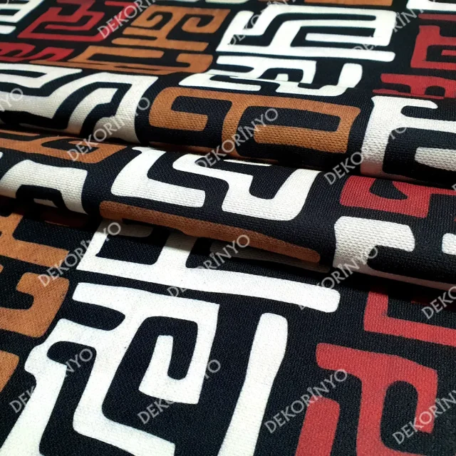 Taba Kestane Labirent Desenli Döşemelik Kumaş