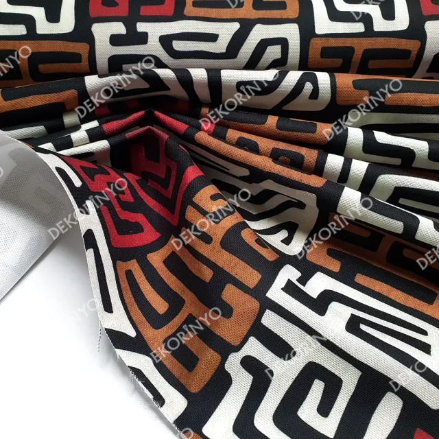 Taba Kestane Labirent Desenli Döşemelik Kumaş