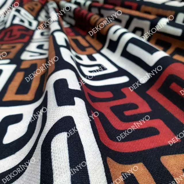 Taba Kestane Labirent Desenli Döşemelik Kumaş