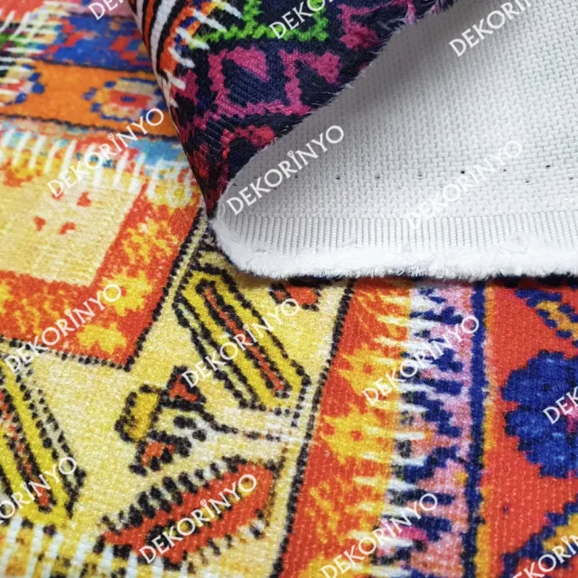 Anadolu Kilim Patchwork Desenli Döşemelik Kumaş