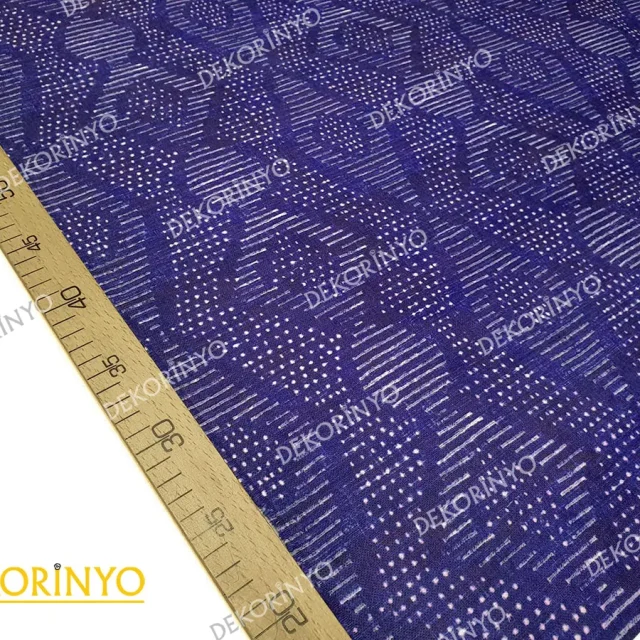 Lacivert Tribal Aztek Desenli Döşemelik Kumaş