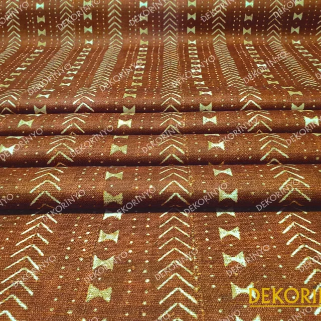 Taba Renkli Aztek Döşemelik Kumaş