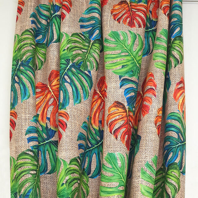 Turuncu Deve Tabanı Yaprak Desenli Perde