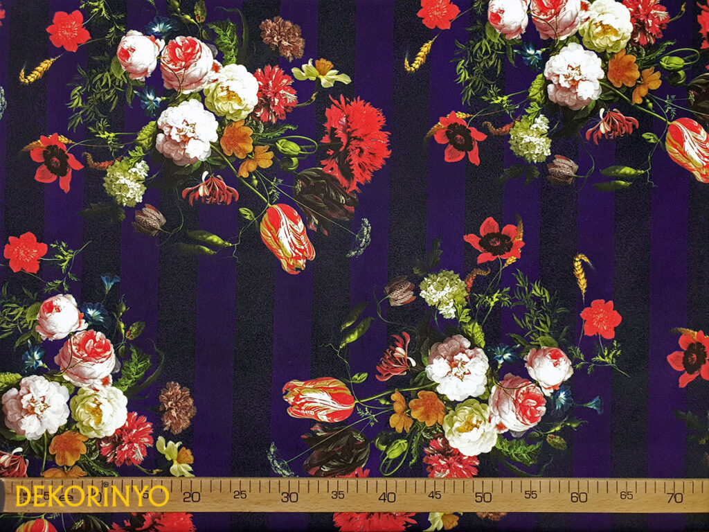 Aranjman Çiçekler Desenli Döşemelik Kumaş