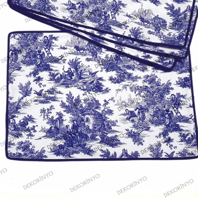 Mavi Bleu Blanc Desenli Amerikan Servisi