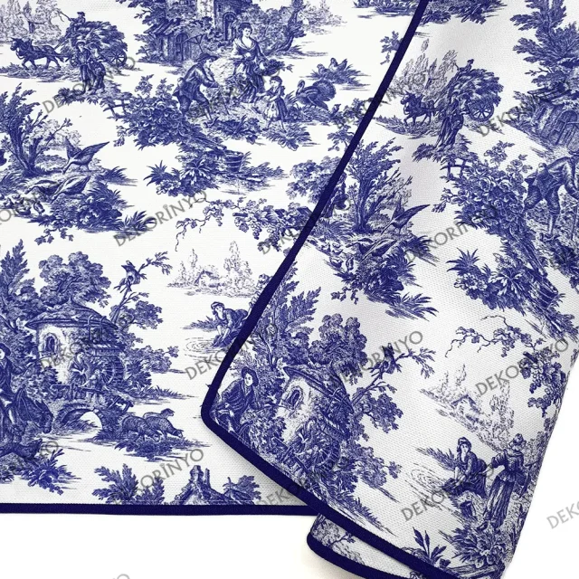 Mavi Bleu Blanc Desenli Amerikan Servisi