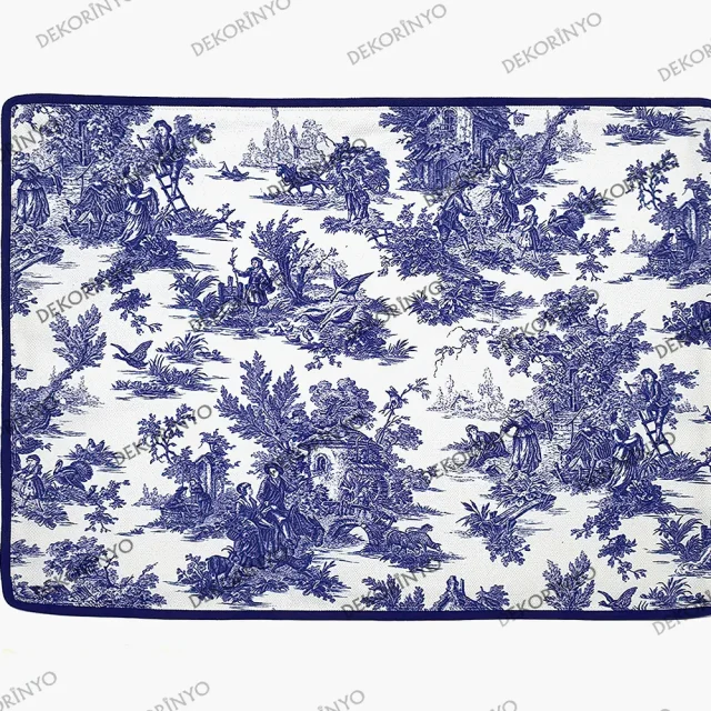 Mavi Bleu Blanc Desenli Amerikan Servisi