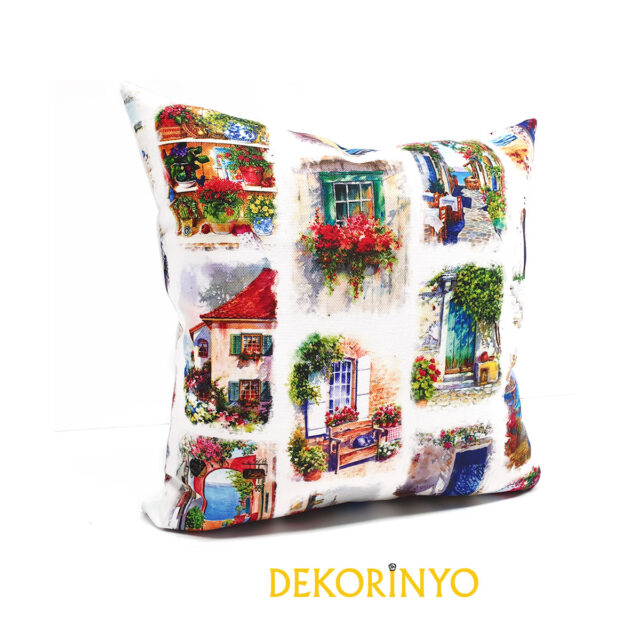 Bodrum Masalı Desenli Kare Kırlent