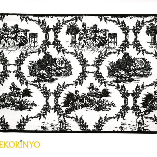 Siyah Bleu Blanc Desenli Amerikan Servisi