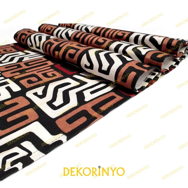 Taba Kestane Labirent Desenli Runner