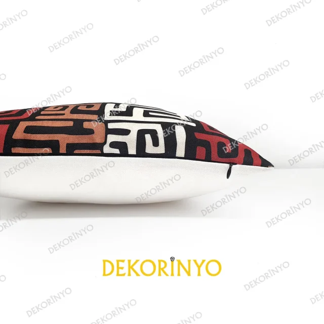 Taba Kestane Labirent Desenli Kare Kırlent