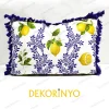 Limon Çiçeği Desenli Püsküllü Dikdörtgen Kırlent