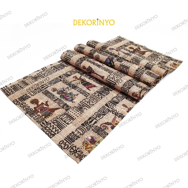 Etnik Afrikalı Kadınlar Desenli Runner