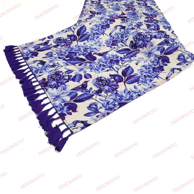 Mavi Soft Ortanca Desenli Püsküllü Runner