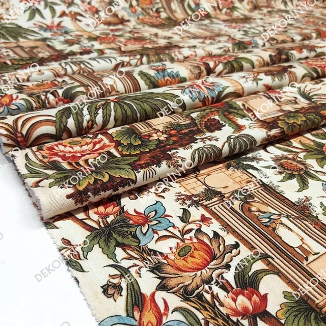 Antik Yunan ve Mısır Temalı Döşemelik Kumaş