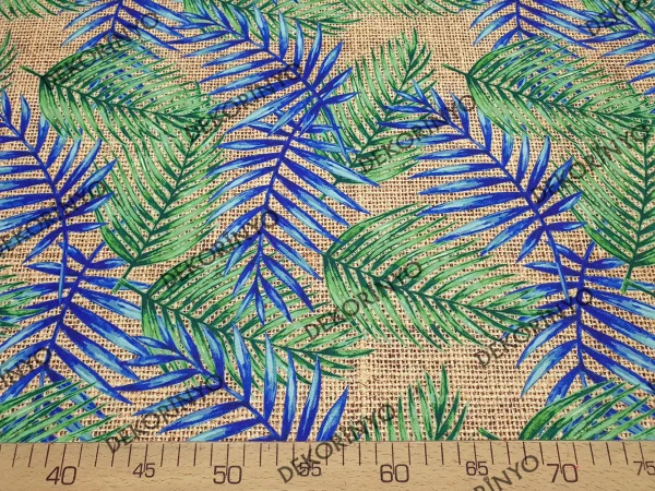 Çuval Görünümlü Palmiye Yaprağı Desenli Döşemelik Kumaş