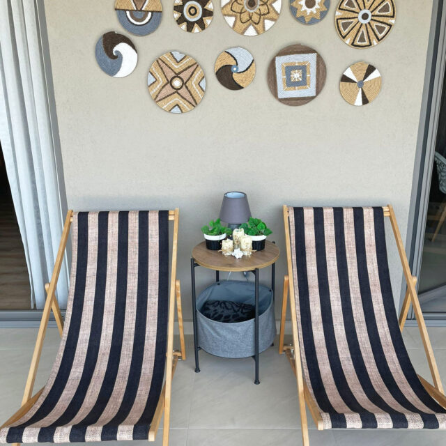 Çuval Görünümlü Siyah Çizgili Döşemelik Kumaş