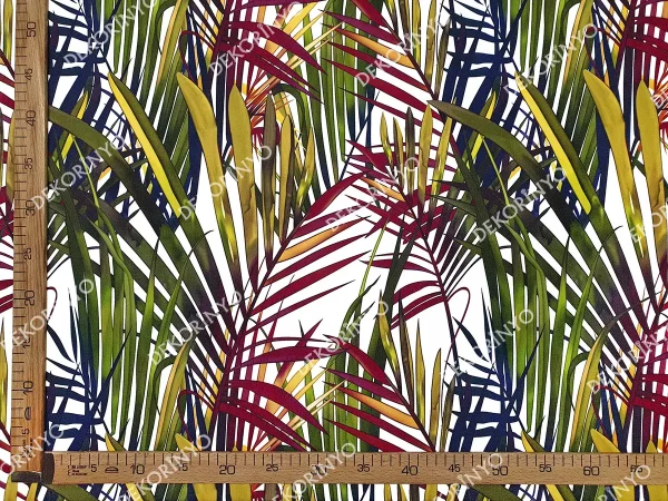 Renkli Palmiye Yaprakları Desenli Döşemelik Kumaş